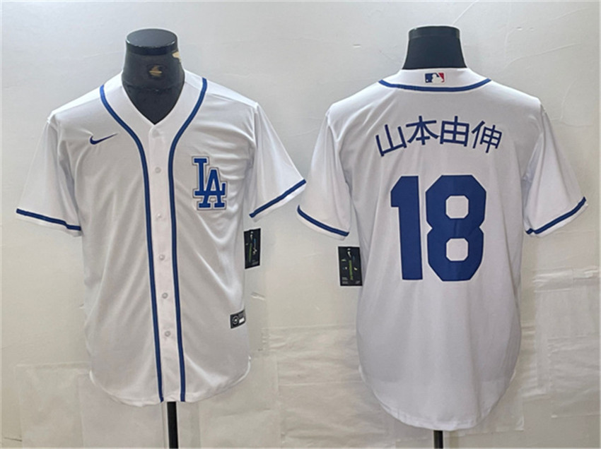 Men's White Los Angeles Dodgers #18 山本由伸 Cool Base Stitched Baseball Jersey